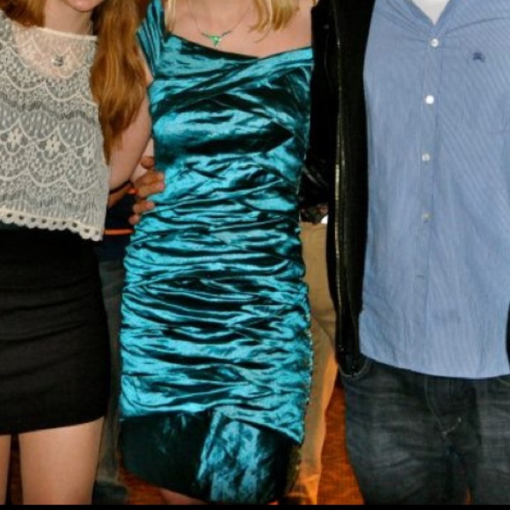 Nicole Miller Shimmery Turquoise Bodycon Dress - Picture 7 of 7
